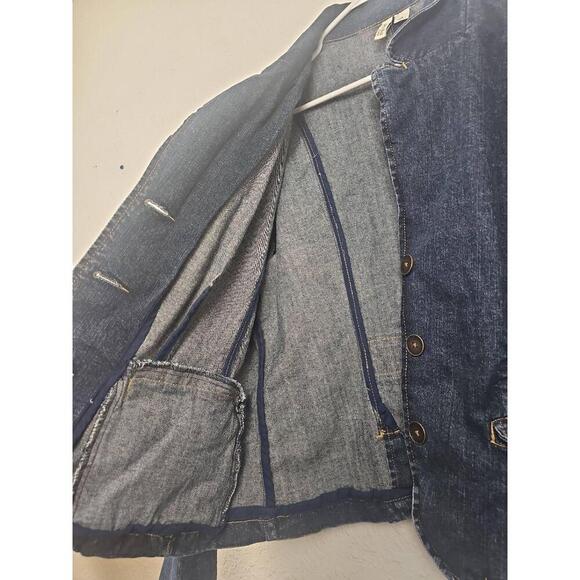 St John's Bay Blue Denim Jacket XL 5-Button Pocket Flaps Collarless - Picture 4 of 8